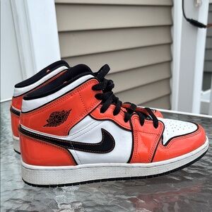 Nike Air Jordan 1 Mid Orange Black Sneakers